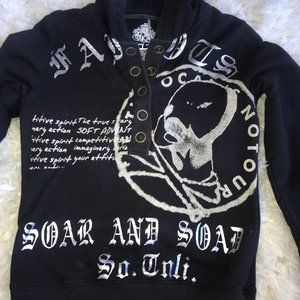 Black Half Snap-up Hoodie